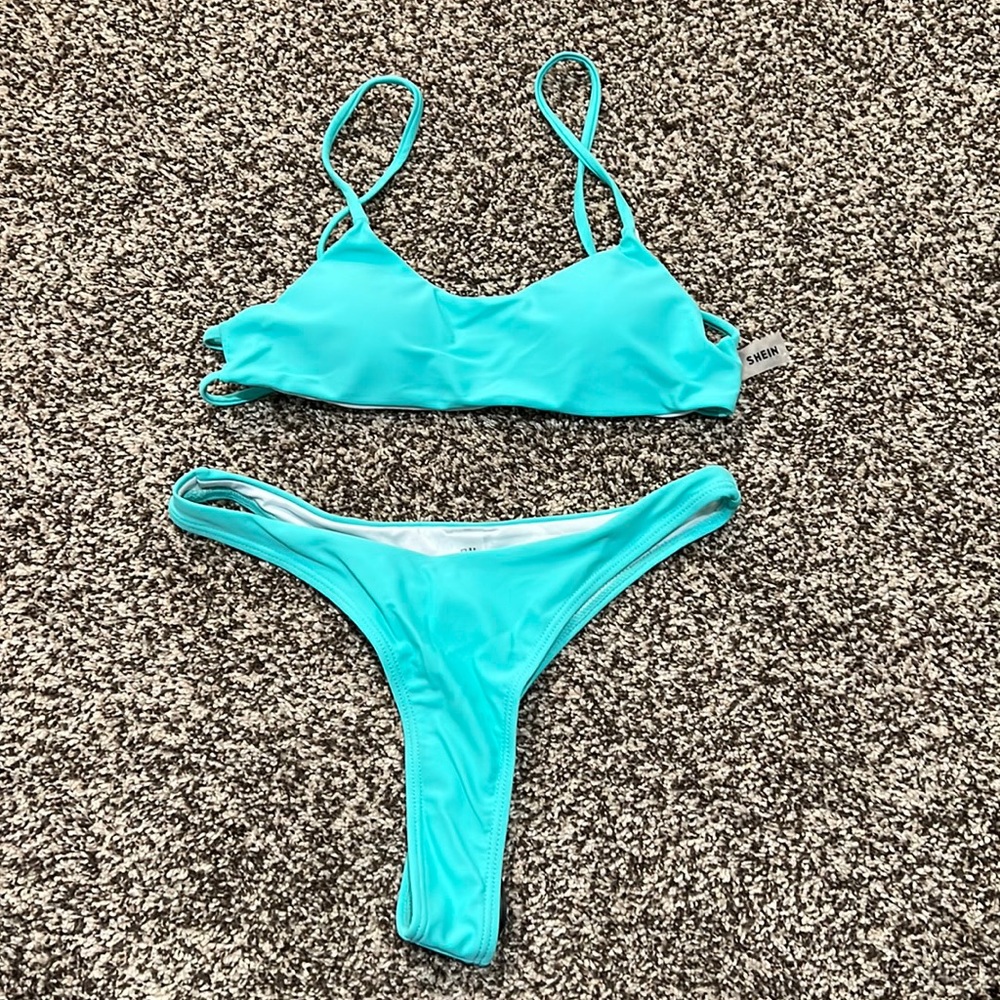 Shein Aqua Strappy Bikini Size Small NWT